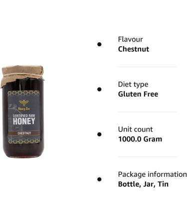 Chestnut Raw Honey Authentic and Natural Sweet Honey Spanish Unfiltered Unpasteurised and Unprocessed 1kg - Buy Online on SooperMarket.com