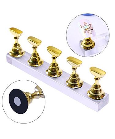 New Magnetic Acrylic Manicure Tools Nail Practice Hand Nail Exercise Base Nail Supplies Nail Tips Gold Display Stand