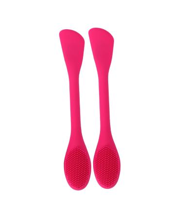 FRCOLOR 2pcs Silicone Cleaning Brush Silicone Facial Massager Silicone Cleanser Silicone Facial Scrubber Scrubber Massager Silicone Facial Bristle Brush Handheld Manual Rosy 16.5*3cm