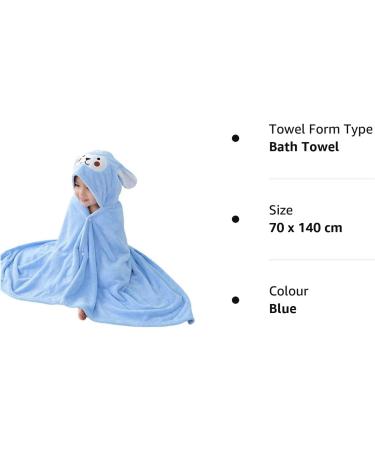 Hooded Baby Towel - Ultra Soft, Absorbent Beach/Bath Towel 70x140 cm (Blue) - Buy Online on SooperMarket.com