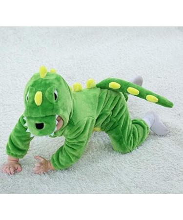 Baby Toddler Cartoon Dinosaur Jumpsuit Romper Flannel Pajamas Outfit Onesie - Green Dinosaur (12-18 Months) - Buy Online on SooperMarket.com