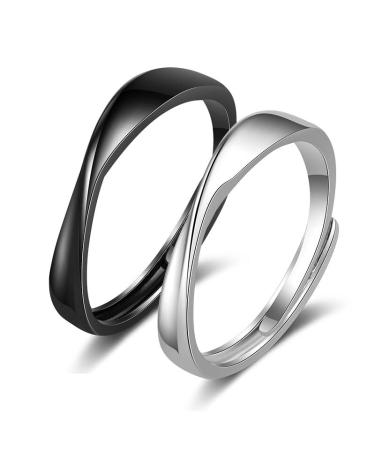 Matching Couple Rings for Him and Her Sets Promise Rings Girlfriend Boyfriend Birthday Christmas Gifts for Best Friend Adjustable Couple Twisted Finger Ring