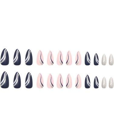 JUSTOTRY 24 Pcs Gold Swirl Stiletto Short False Nails Pink French Press on Nails - Beautiful Fake Nails with Nail Glue, Almond Medium Stick on Nails for Women - Buy Online on SooperMarket.com