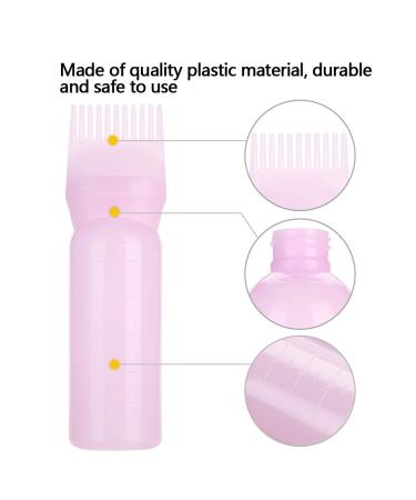 Professional Hair Dye Applicator Bottle with Graduated Scale & Brush | Root Comb Tool for Precision Hair Coloring - Pink - Buy Online on SooperMarket.com