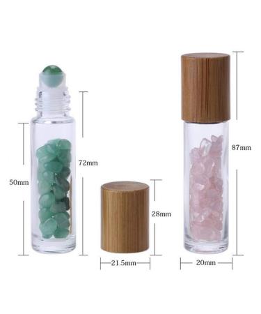 10ml Clear Glass Roll-on Bottles with Gemstone Roller Balls & Healing Crystals - Essential Oil Bottles with Bamboo Lids - 10 Pieces Set - Buy Online on SooperMarket.com