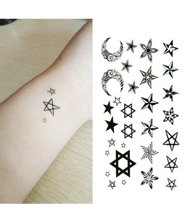 Oottati Small Cute Temporary Tattoo Star Moon Totem (2 Sheets)
