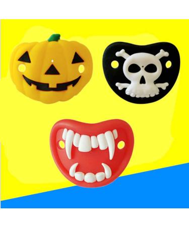 3pcs Funny Halloween Silicone Baby Pacifiers - Pumpkin, Skeleton, Vampires Fangs | Perfect for Halloween Party Favors & Gifts - Buy Online on SooperMarket.com