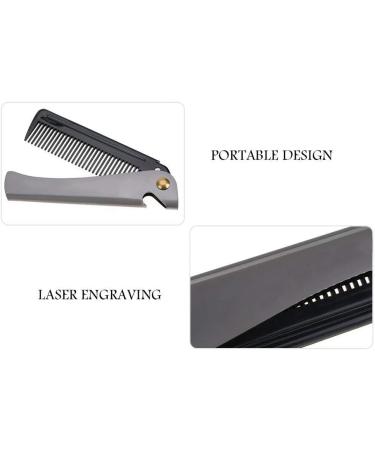 Folding Stainless Steel Beard Comb with Round Teeth - Pocket Size for Household, Barber & Salon Use (2#) - Buy Online on SooperMarket.com