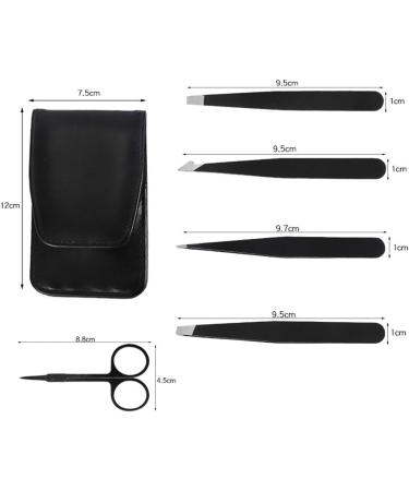 Buy Yolistar 5-Piece Stainless Steel Eyebrow Grooming Kit | Precision Tweezers Scissors & Leather Bag | Perfect for Hair Removal for Men & Women - Buy Online on SooperMarket.com