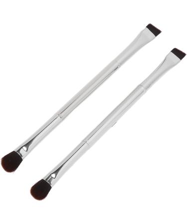 Slanted Eyebrow Brush Professional Double Ended Ergonomic Silver Portable 2pcs Eyeshadow Brush Makeup for Party - Buy Online on SooperMarket.com