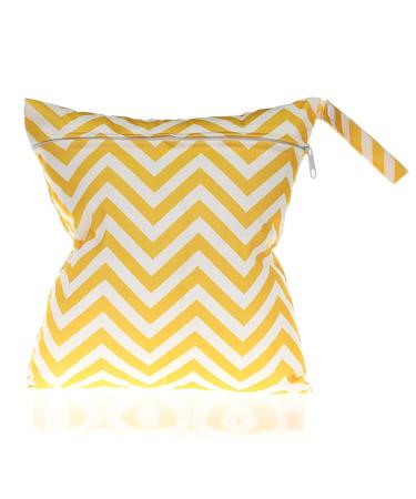 SECALIFE Wet Bag Waterproof Wet Dry Bag for Swimsuits Cloth Nappy Wet Bag Outdoor Organiser Bag for Baby Items 2 Zipper Pockets Washable Wet Dry Cloth Bag for Travel Beach Pool Gym Yoga Yellow