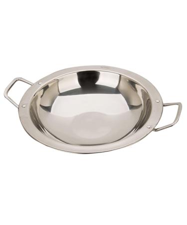 PRETYZOOM Dry Pot Amphora Hot Pot Chaffing Dishes Stainless Steel Cookware Flat Bottom Wok Pan Non Stick Frying Pans Stainless Steel Saute Pan Cookware for Kitchen Home Accessory 28X28X5.5CM Silver