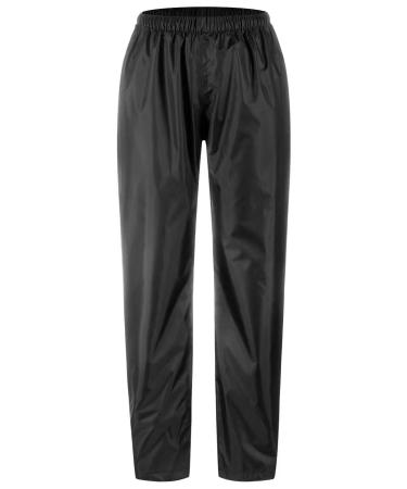 AXESQUIN Rain Pants Women Waterproof Pants Women Lightweight Packable Hiking Fishing Outdoor Black-no Pocket Large
