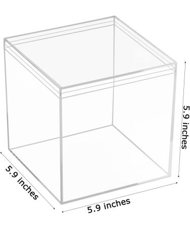 Clear Acrylic Square Cube Box with Lid - 5.9x5.9x5.9 Inches - Plastic Storage Organizer for Candy, Jewelry, Coins, Crafts & Sewing Supplies - Buy Online on SooperMarket.com