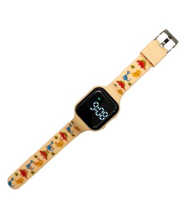E-vibra vibrating alarm clock pot-training watch Waterproof medical memory clock with 15 daily alarms (Peach Dinosaure)
