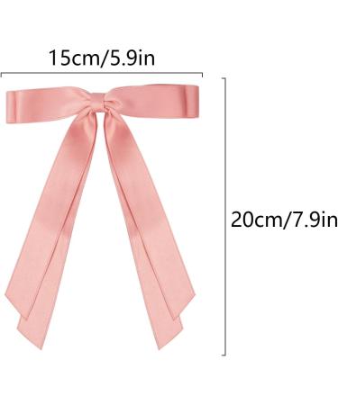 2 Pack Hair Bows for Women White Bow Hair Clips French Barrette with Long Silky Satin Hair Ribbons for Women Girls(White Pink) - Buy Online on SooperMarket.com