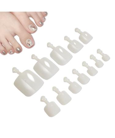 600pcs Artificial Toenails in 12 Sizes Natural Short Square Toenails for Women and Girls