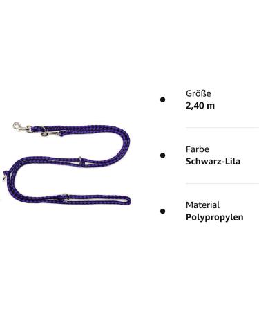 Dogeline Double Leash for Medium Dogs - 2.40 m Black-Purple 39 Colors Stable Practice Line for Dogs Up to 45 kg - International Shipping Available - Buy Online on SooperMarket.com