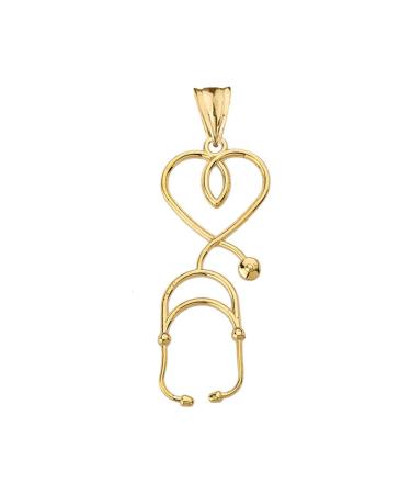 Fine 14k Yellow Gold Heart-Shaped Stethoscope Pendant
