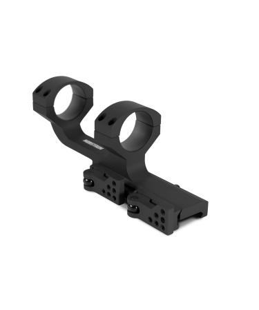 Monstrum Slim Profile Series Cantilever Offset Dual Ring Picatinny Scope Mount with Quick Release | 30 mm Diameter Black