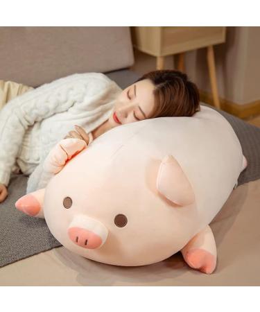 Pig Stuffed Animal 50CM Kawaii Plushies Pig Plush Cute Pillow Plush Pillows Hugging Pillow for Kids Fat Soft Cuddly Stuffed Pig Plush Toy for Girls Boys (Round Eye)