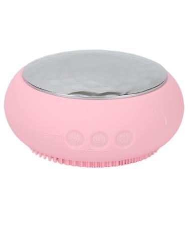 Facial Cleansing Brush Soft Silicone 5 Times Heating Energy Waterproof Electric Facial Cleanser to Absorb Nutrients (Pink)