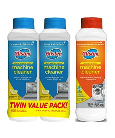 Glisten Dishwasher Magic Machine Cleaner and Disinfectant 2-Pack and Washer Magic Washing Machine Cleaner