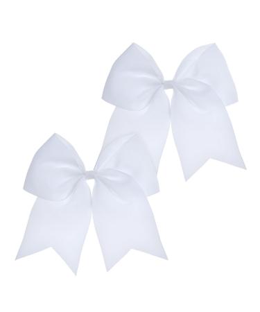 Aster 2 pieces loop big hair loop women cheerleading Bows Big Hair Bows Giant Cheerleading Bows 8 inch toddlers girls cheerleading ponytailers Teen Hair Ribbons team gifts white