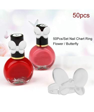 Nail Card Rings - Dekaim 50pcs Flower/Butterfly Gel Color Display Tool Set (01#Butterfly + Clear) - International Shipping Available - Buy Online on SooperMarket.com