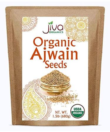 Jiva Organics Organic Ajwain Seeds 7 ounce Bag - Whole Carom Seed, Ajamo, 100% Natural & Non-GMO 7 Ounce (Pack of 1)