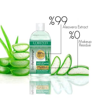 Lorenti Skin+ Micellar Water For Waterproof Makeup | Facial Cleanser & Makeup Remover | 0% Make-Up Residue | Any Skin Type 13.5 Fl Oz Aloe Vera 400 ml - Buy Online on SooperMarket.com