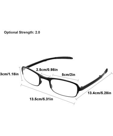 Folding Reading Glasses for Men & Women - Portable Ultra Thin Black Presbyopic Glasses (2.0) | International Shipping - Buy Online on SooperMarket.com