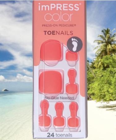 Impress Kiss Color Press-On Neon Orange Pedicure Toe Nails - 24 Count - Buy Online on SooperMarket.com