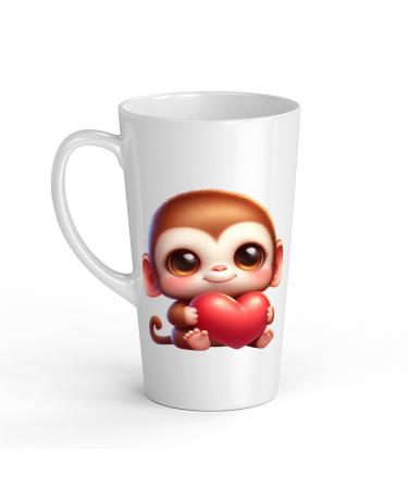 White Ceramic Baby Monkey Mug - Large 483 ml Perfect for Hot Chocolate or Milk Fun and Easy to Use