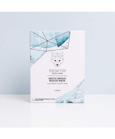 Snow Fox Skincare Arctic Breeze Rescue Mask - Hydrating Peppermint Oil & Aloe Vera for Skin Redness Relief | Post-Sun Recovery | Organic Cotton 5 Pack - Buy Online on SooperMarket.com