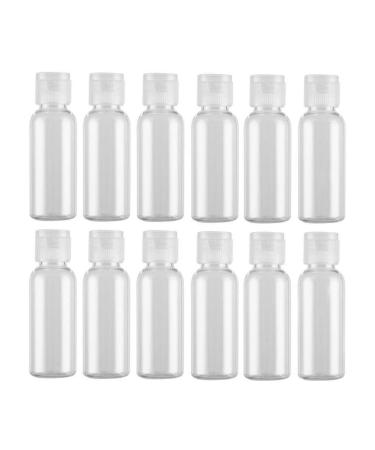 12PCS 30ml/1oz/ Empty Clear Plastic Sample Bottle Travel Container Jar Pot Vial with Flip Lid Perfect for Makeup Emollient Water Shower Gel Emulsion Liquid Comestic Containers (30ml/1oz)