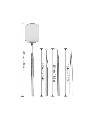 Professional Eyelash Art Tool Set - Stainless Steel Tweezers Mirror & Pickup Sticks for Salons - Silver - Buy Online on SooperMarket.com