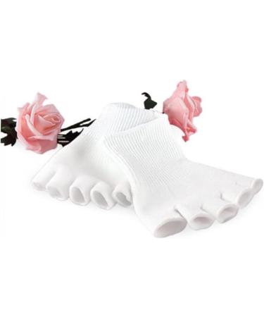 minkissy 2 Pairs Cracked Foot Socks Fingerless Gloves Open Toe Gel Socks Men Gel Toe Socks Five Toe Gel Socks Foot Care Supplies Moisturizing Socks Five Toes White Heel Cover - Buy Online on SooperMarket.com