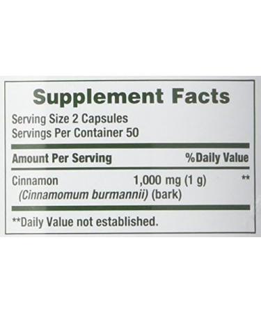 Nature's Bounty Cinnamon 1000mg Capsules - 100 Count - Buy Online on SooperMarket.com