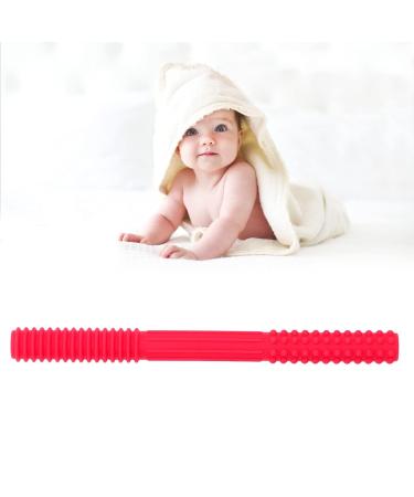 Hollow Silicone Teething Tube in Red - Safe, Textured, and Flexible for Baby's Teething Relief at Home - Buy Online on SooperMarket.com