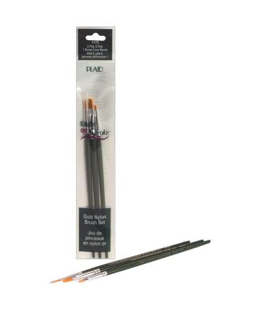 Plaid FolkArt One Stroke Liner Mini Brush Set, Flat, Size 1,2 and 6