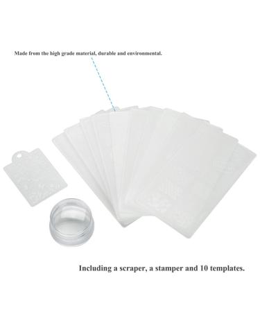 Nail Art Stamp Kit - 10 Silicone Stamping Plates & Stamper Set for Stunning Manicure Designs - International Shipping Available - Buy Online on SooperMarket.com