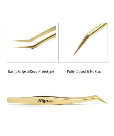 Professional Eyelash Extension Tweezers - Stainless Steel 45 Mega Curved Angled Fine Tip Tweezer for Volume Lashes - Gold Tweezer for Precision Application - 17mm - Eye Lash Extensions Supplies - Buy Online on SooperMarket.com