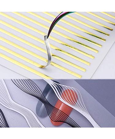 1pc Metal 3d Nail Art Stickers Curved Line Stripe Wave Nail Decals Sticker Self-adhesive Nail Design Decoration for Women Girls (random Style)