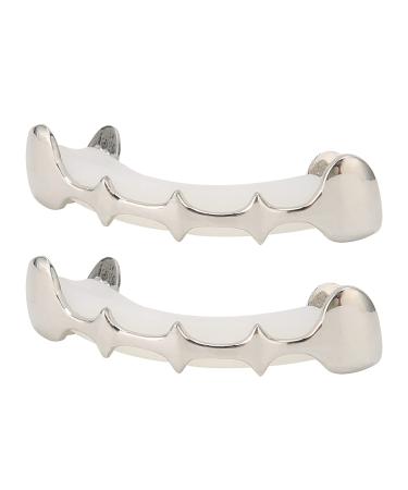 Party Teeth Brace Compatible Fashionable Hip Hop Brace Brass for Party for Halloween for Music Concerts(Silver)