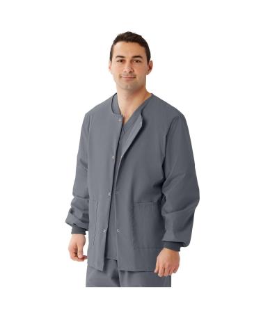 Medline AngelStat Unisex Snap-Front Warm-Up Scrub Jacket Charcoal 2XL - Buy Online on SooperMarket.com