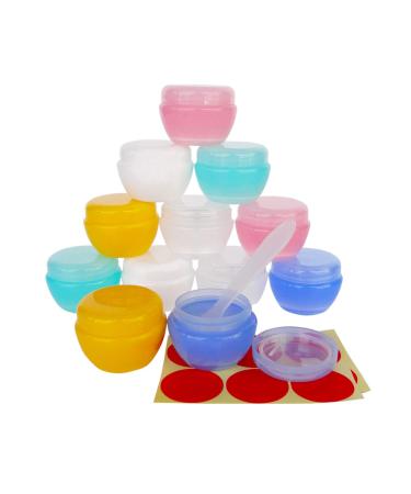 Greatforu 12 pieces 20 grams of emptiness with lid transparent cosmetic container plastic pot for cream lip balm and lotion eyeshadow bottles with free 12 pieces mini spatulas 12 pieces 20ml multicolored