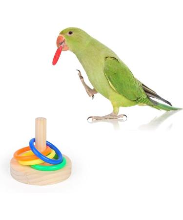 Yunmoxiao Bird Training Toy Wooden Bird Block Puzzle Toy Parrot Training Basketball Colorful Stacking Rings Toy Birds for small to Medium Birds - Buy Online on SooperMarket.com