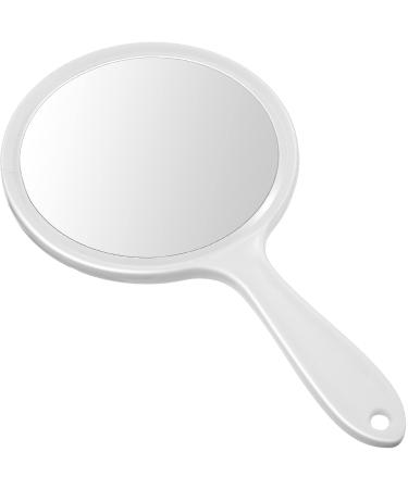 Jetec Hand Mirror Double Sided Handheld Mirror 1X/ 2X Magnifying Mirror with Handle Mirror Rounded Shape Makeup Mirror (White)