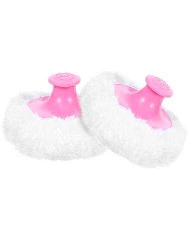 WLLHYF 2 Pcs Fluffy Powder Puff Large Body Cosmetic Face Loose Powder Applicator Handle Foundation Puff Pad Washable Beauty Application Tool for Women Sensitive Skin(Pink)